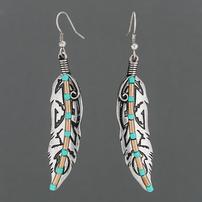 Silver and Turquoise Feather Earrings 202//202
